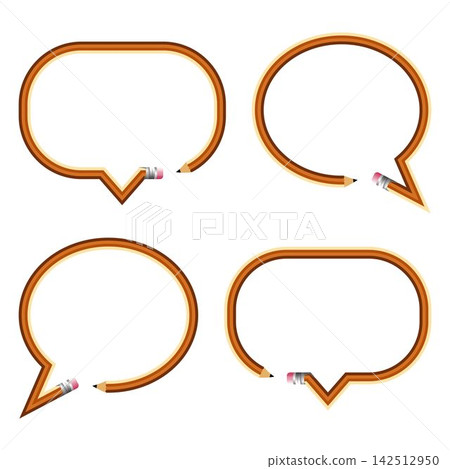 Creative Pencil Speech Bubble Frame Vectors Set for Education Creative Pencil Speech Bubble Frame Vectors Set for Education 142512950