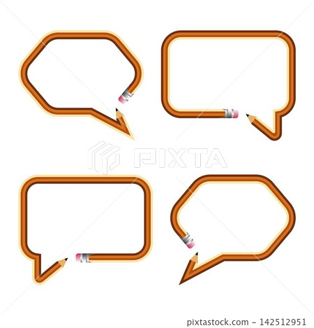 Creative Pencil Speech Bubble Frame Vectors Set for Education Creative Pencil Speech Bubble Frame Vectors Set for Education 142512951