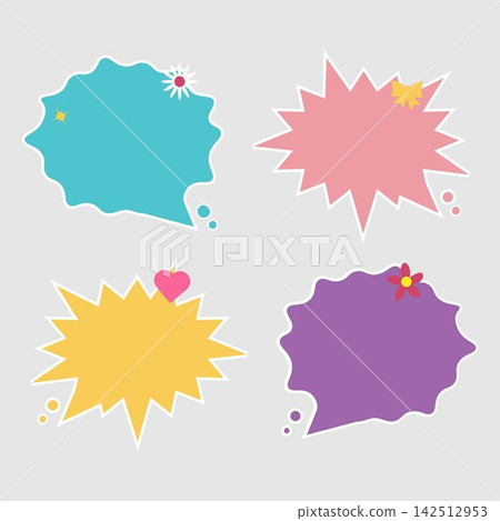 Minimalist Pastel Color Message Bubble Template with Dashed Line Border Minimalist Pastel Color Message Bubble Template with Dashed Line Border 142512953