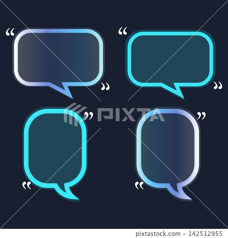 Modern Quote Speech Bubble Vector Set with Cyan Gradient Modern Quote Speech Bubble Vector Set with Cyan Gradient 142512955