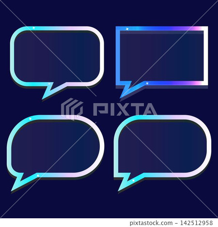 Modern Quote Speech Bubble Vector Set with Cyan Gradient Modern Quote Speech Bubble Vector Set with Cyan Gradient 142512958
