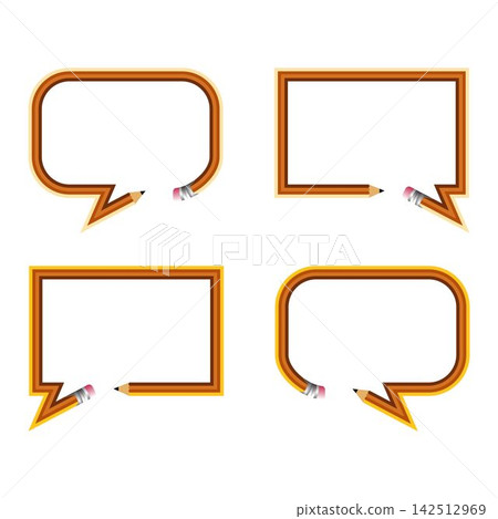 Creative Pencil Speech Bubble Frame Vectors Set for Education Creative Pencil Speech Bubble Frame Vectors Set for Education 142512969