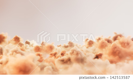 Sunlit soft peach clouds filling low horizon beneath pale sky with warm morning glow, gentle pastel haze, and calming depth, with cloud, cloudscape, peach, soft detail 142513587