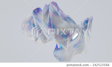 Iridescent Translucent Ribbon Sculpture on Pale Background 142513588
