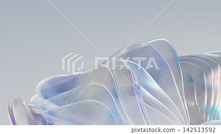 Iridescent translucent ribbon sculpture with soft pastel highlights and gentle curves against pale background, with iridescent, translucent, ribbon, sculpture detail Iridescent translucent ribbon sculpture with soft pastel highlights and gentle curves against pale background, with iridescent, translucent, ribbon, sculpture detail 142513592