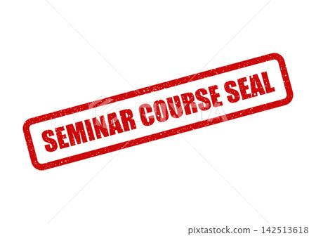 Red grunge rubber stamp mark displaying the words Seminar Course Seal for academic verification and official documentation Red grunge rubber stamp mark displaying the words Seminar Course Seal for academic verification and official documentation 142513618