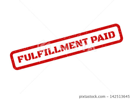 Red grunge rubber stamp mark with FULFILLMENT PAID message for financial transaction records Red grunge rubber stamp mark with FULFILLMENT PAID message for financial transaction records 142513645