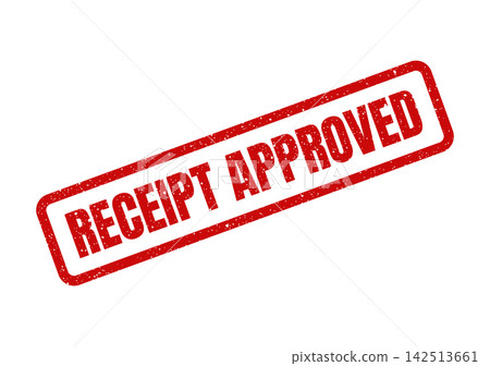 Red grunge rubber stamp mark with RECEIPT APPROVED text for financial document validation process Red grunge rubber stamp mark with RECEIPT APPROVED text for financial document validation process 142513661