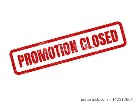 Red grunge rubber stamp mark with rectangular border displaying the clear message PROMOTION CLOSED Red grunge rubber stamp mark with rectangular border displaying the clear message PROMOTION CLOSED 142513664