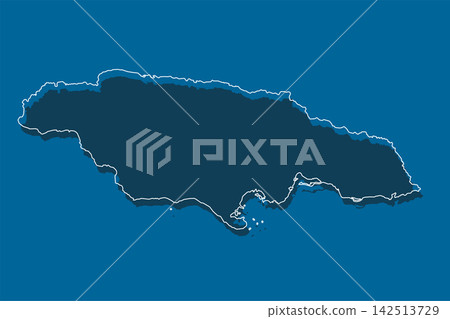 Vector outline map of Jamaica, line border country Vector outline map of Jamaica, line border country 142513729