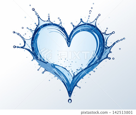 Water splash forming heart shape symbolizing love Water splash forming heart shape symbolizing love 142513801