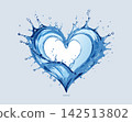 Blue water splash forming heart shape symbol Blue water splash forming heart shape symbol 142513802