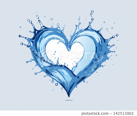 Blue water splash forming heart shape symbol Blue water splash forming heart shape symbol 142513802