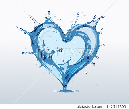 Blue water splashing forming heart shape Blue water splashing forming heart shape 142513803