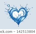 Blue water splashing forming heart shape Blue water splashing forming heart shape 142513804