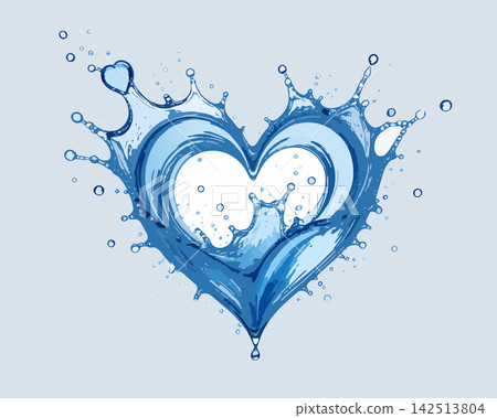 Blue water splashing forming heart shape Blue water splashing forming heart shape 142513804
