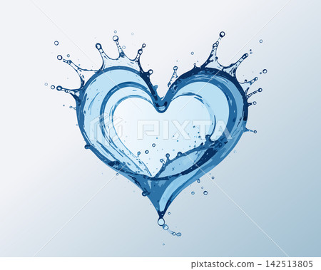 Water splashing forming blue heart shape design Water splashing forming blue heart shape design 142513805