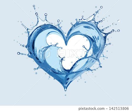 Water heart splashing clean blue fresh liquid Water heart splashing clean blue fresh liquid 142513806