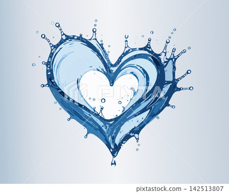 Water splash shaping a blue heart symbol Water splash shaping a blue heart symbol 142513807