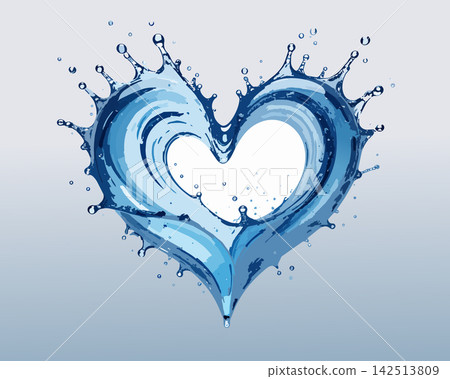 Water splash heart shape forming clean liquid Water splash heart shape forming clean liquid 142513809