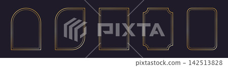 Golden frame set of thin borders and luxury geometric shapes. Golden frame set of thin borders and luxury geometric shapes. 142513828