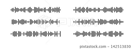 Minimalist soundwave graphic with fluid audio frequency lines and equalizer bars. Minimalist soundwave graphic with fluid audio frequency lines and equalizer bars. 142513830