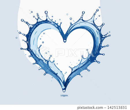 Blue water splash creating heart love symbol Blue water splash creating heart love symbol 142513831