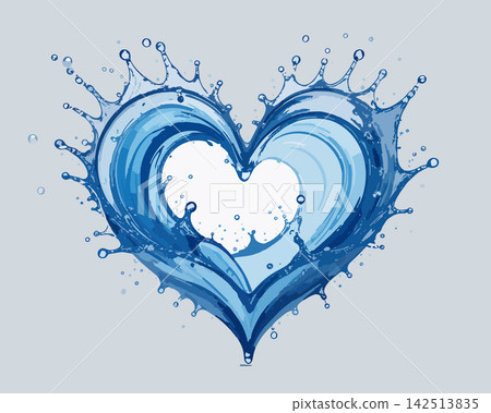 Blue water splash forming heart shape 142513835