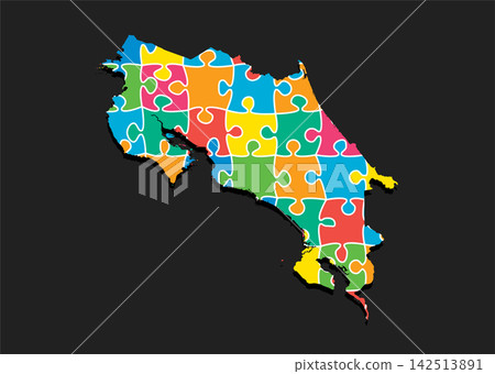 Creative map Costa Rica from color puzzle, jigsaw Creative map Costa Rica from color puzzle, jigsaw 142513891