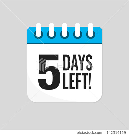 Countdown daily page calendar icon - 5 days left 142514139