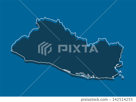 Vector outline map El Salvador line border country Vector outline map El Salvador line border country 142514255