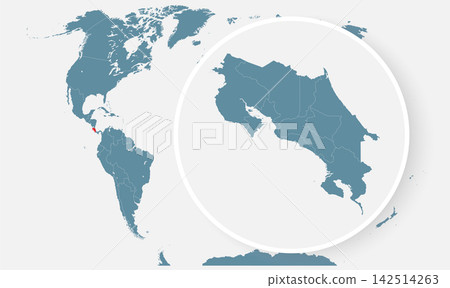 Costa Rica, country on world map, vector template Costa Rica, country on world map, vector template 142514263
