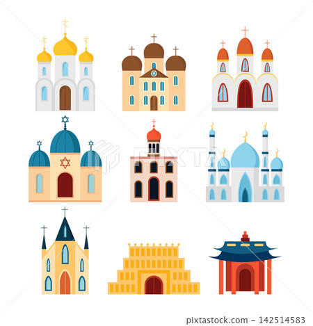 Set of religious building sflat design 142514583