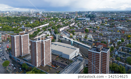 Aerial view in Fulham borough From the Sheperd's Bush Green point Aerial view in Fulham borough From the Sheperd's Bush Green point 142514625