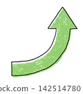 Off-print style curved arrow icon, hand-drawn line art, color misalignment, pop, colorful. 142514780