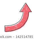 Off-print style curved arrow icon, hand-drawn line art, color misalignment, pop, colorful. 142514785