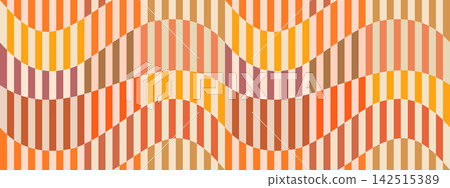 Autumn colors wavy vintage stripes seamless vector pattern, fun groovy distorted lines fall background Autumn colors wavy vintage stripes seamless vector pattern, fun groovy distorted lines fall background 142515389
