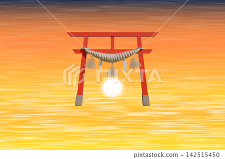 新年第一道陽光,朱紅色的鳥居上掛著神聖的繩索,金色的雲海籠罩著清晨的天空。 (有邊框,高解析度) 新年第一道陽光,朱紅色的鳥居上掛著神聖的繩索,金色的雲海籠罩著清晨的天空。 (有邊框,高解析度) 142515450
