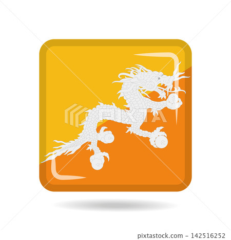 Square shape icon of the national flag of Bhutan Vector illustration Square shape icon of the national flag of Bhutan Vector illustration 142516252