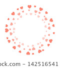 A frame, a wreath of small hearts. Pink, red, scarlet. About love, on Valentine's Day. In a flat style. Watercolor, pastel. For printing, prints, products 142516541