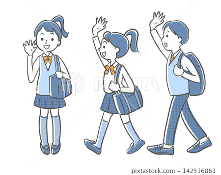 High school student with school bag High school student with school bag 142516861