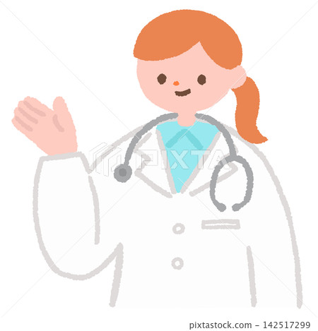 Illustration of a female doctor giving directions Illustration of a female doctor giving directions 142517299