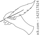 一隻手握著羽毛筆 - 插圖 - 手部特寫 - 不透明 142517824