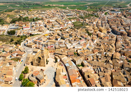 Aerial view on the city Ejea de los Caballeros, Spain 142518023
