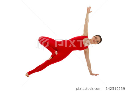 Young woman in red doing yoga, PNG Young woman in red doing yoga, PNG 142519239