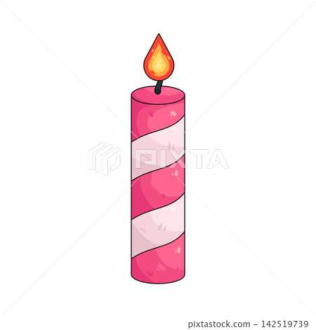 Illustration of pink striped birthday candle Illustration of pink striped birthday candle 142519739
