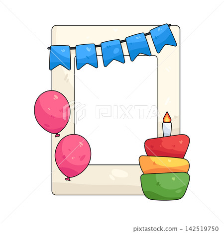 Illustration of birthday party frame Illustration of birthday party frame 142519750