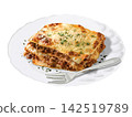 Lasagna (served with plate and fork) 142519789