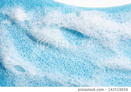 Soap foam or dish detergent on a sponge. Soap foam or dish detergent on a sponge. 142519938
