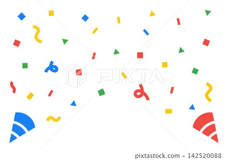 Confetti explosion, confetti and colorful ribbons, confetti and festive ribbons falling Confetti explosion, confetti and colorful ribbons, confetti and festive ribbons falling 142520088